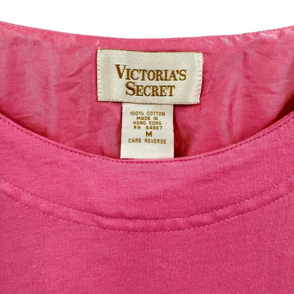 Vintage Victoria’s Secret Gold Label Barbie Pink 100% Cotton Sleepshirt Pajama - Picture 11 of 12
